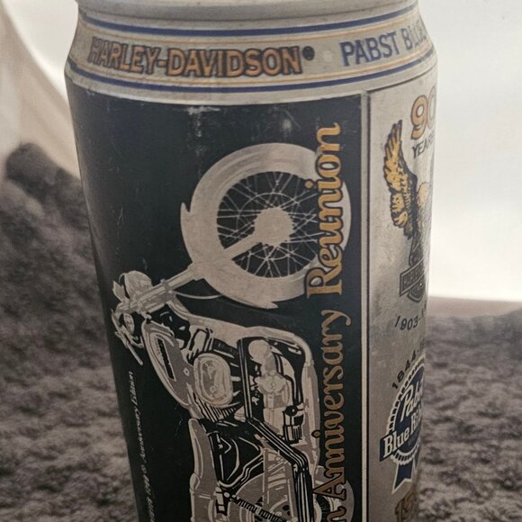 Vtg 1993 90th Anniversary Harley Davidson Motorcycle Pabst Blue Ribbon Beer Can - Picture 7 of 7